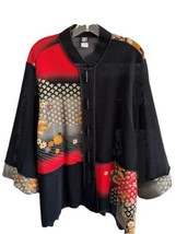 GUMPS San Francisco Art To Wear Asian Printed Jacket With Chopstick Butt... - $87.12