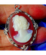 Earth mined Diamond Art Deco Pendant Antique Hardstone Medallion Platinu... - $10,142.29 CAD