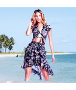 $109 Maaji Swim Cover Up Beach Skirt Large High Low Viscose Lined Smocke... - £57.55 GBP