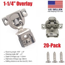 20 Packs Soft-Closing Compact 1-1/4&quot; Overlay 105 Hinge Kitchen Cabinet H... - $64.99