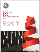GE String-A-Long Clear Icicle Light Set 200-Lights Clear White Wedding Christmas - £10.19 GBP