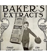 1906 Baker&#39;s Extract Vanilla Advertisement Baking Ephemera Antique 16.5 ... - $29.99