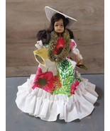 Vintage Hawaiian Makaleka Doll OOAK Viva Fashion Dress Tapa Face 11&#39;&#39; Ha... - $46.45