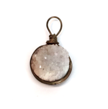 Estate Find Handmade Wire Wrapped Druzy Pendant for Necklace - £11.79 GBP