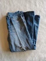 Vintage Lee Mens 36x30 Medium Wash Distressed Straight Leg Denim Blue Jeans - £10.29 GBP