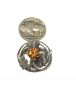 Scottish Thistle Sterling Pin Marked WBS  With Yellow Stone Estate Jewel... - €28,05 EUR
