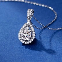 1ct Imitación Diamante Lágrima Colgante Collar 925 Plata de Ley para Mujeres - £66.46 GBP