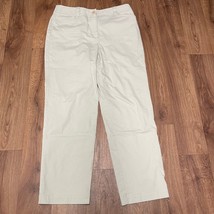 Talbots Womens Khaki Stretch Cotton Chino Pants Size 14 Straight Leg Classic - £21.40 GBP