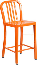 Mid-Century Orange &#39;Navy Style Counter Stool Cafe Patio Chair Outdoor Commercial - £141.74 GBP