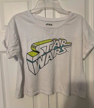 Star Wars White with Graphic Crop Top T-Shirt Juniors Size XL - £9.57 GBP