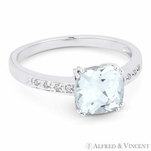 1.93ct Cushion Cut White Topaz Round Cut Diamond 14k White Gold Engagement Ring - $499.99