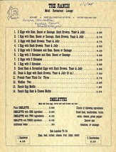 The Ranch Motel Restaurant  Menu West Yellowstone Montana 1988 - £13.51 GBP