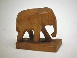 Teak Wood Wild Elephant Hand Carved Art Wooden Safari Shelf Vintage Decor - $21.77