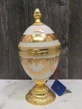 Rare Interglass Handblown Glass White Egg w/24kt Gold Italy - $178.19