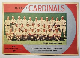 Vintage 1951 St Louis Cardinals VS Chicago Cubs Souvenir Baseball Score ... - £35.39 GBP