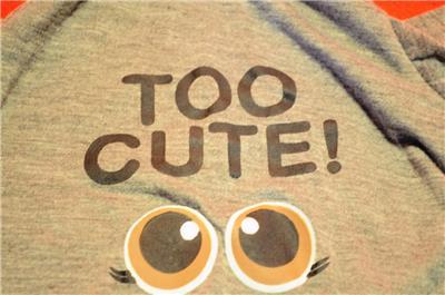 Too Cute T-Shirt for Small Toy Dogs Grey w/Big Brown Eyes Boy Dogs Good ... - $3.99
