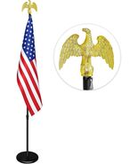 6Ft Indoor Flag Pole Kit Eagle Topper with Base 3x5Ft US Flag Office - $35.10