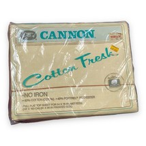 NOS Vintage Cannon Cotton Fresh No Iron Full Size Flat Sheet Pale Yellow Fortrel - £19.43 GBP
