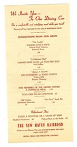 The New Haven Railroad Dining Car Menu 1940&#39;s Armed Forces Meals  - £51.51 GBP
