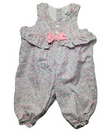 Vintage Floral Bubble Romper Bib Ruffle Waist Sleeveless Bow Front Easte... - $27.39 CAD