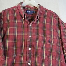 Ralph Lauren The Big Shirt Mens XL Red Plaid Oxford Short Sleeve Cotton - £13.42 GBP
