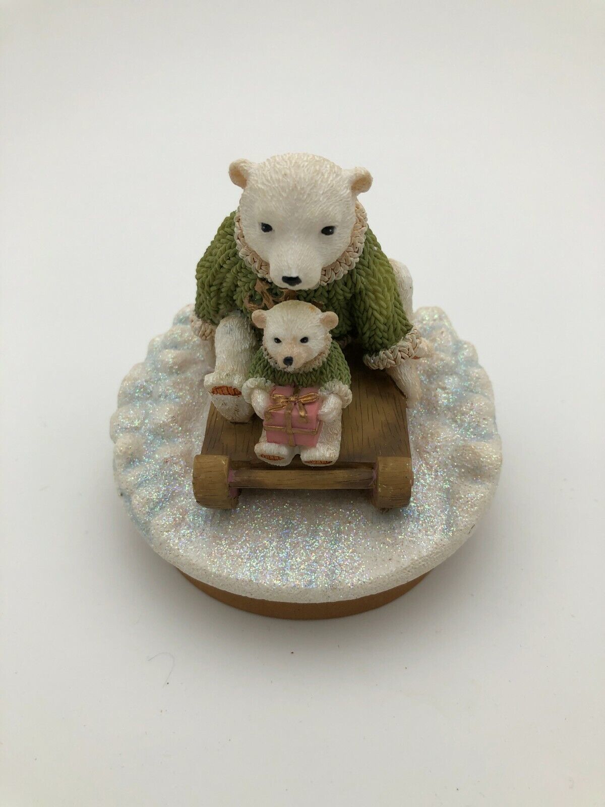Our America Polar Bears on Sled Candle Topper fits 3" opening Winter Snow Scene - $12.00