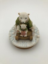 Our America Polar Bears on Sled Candle Topper fits 3&quot; opening Winter Snow Scene - £9.59 GBP