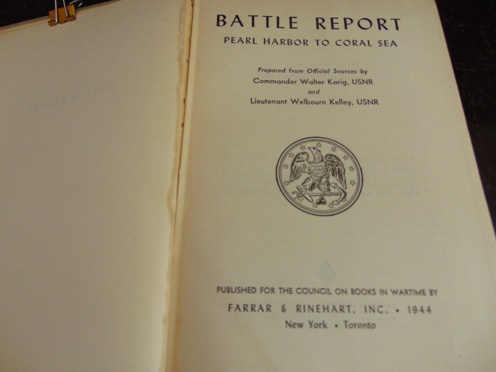 Battle Report Pearl Harbor to Coral Sea 1944. Awards &amp; Citations, Casual... - $3.85