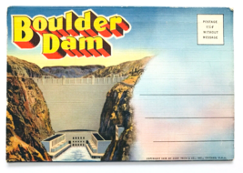 Boulder Dam Souvenir Postcard Linen Color Foldout Vintage 1935 Unposted - £15.45 GBP
