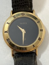 Gucci 3000L 10 Micron Black Dial Quartz Women&#39;s Wristwatch FOR PARTS OR ... - $49.45