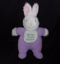 12&quot; Hallmark Baby&#39;s First Easter Bib White Bunny Rabbit Stuffed Animal Plush Toy - £29.06 GBP
