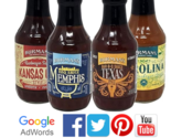 BURMAN&#39;S BBQ Sauce, Carolina, Texas, Kansas City, Memphis 4 Glass Bottle... - $26.00