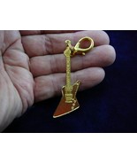 (M307-F) GIBSON EXPLORER Guitar gold CHARM clip phone Jewelry I love gui... - $249.09 MXN
