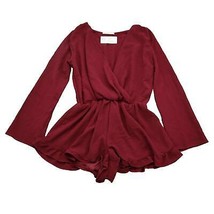 Honey Belle Rompers Womens S Red Long Sleeve V Neck One Piece Outfit - £14.39 GBP