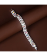 7&quot; Silvery Iridescent Rhinestones Adjustable Bracelet - New - £13.29 GBP