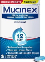 Mucinex 12 Hour 1200mg Maximum Strength Guaifenesin Chest Congestion &amp; M... - $645.58 MXN