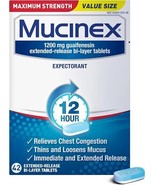 Mucinex 12 Hour 1200mg Maximum Strength Guaifenesin Chest Congestion &amp; M... - $47.32 CAD