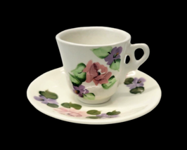 Vintage PASCO Miniature Cup &amp; Saucer Child Tea Set Floral Demitasse 1.75&quot; Signed - £10.72 GBP