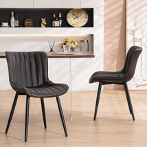 Younuoke Dark Brown Dining Chairs Set Of 2 Upholstered Mid Century Modern - £252.44 GBP