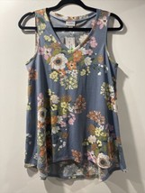 LULAROE LLR KRISTINA SIZE XS TANK TOP BABY BLUE PASTEL COLOR FLORAL V NE... - £20.04 GBP