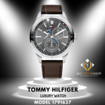 Tommy Hilfiger Herren-Armbanduhr mit Quarz-Lederarmband und grauem... - £96.44 GBP