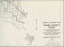 Rains County Texas General Highway Map 1968 State Highway Department - $24.72