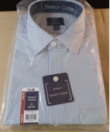 George Men&#39;s Blue Pin Stripe Performance Dress Shirt Collar Long Sleeve ... - €11,89 EUR