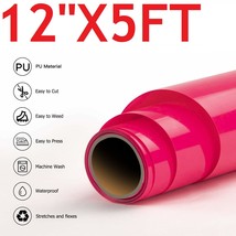 12&quot;x5&#39; Pink HTV Iron On Heat Transfer Vinyl 5 Feet Roll for T Shirt Shoes Bags - £7.19 GBP