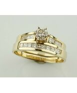 Magnifique 14k or Jaune Mariage Ensemble Avec .44 CT Rd Solitaire &amp; Accents - $2,477.67 CAD