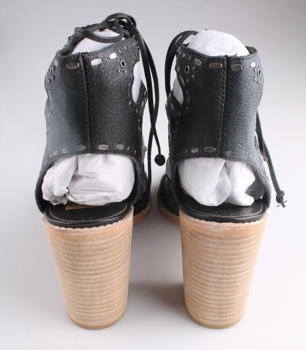 Dolce Vita Lyndie Negro Tachuelas Apilados Tacón Cordones Gladiador Chanclas Nib Item image 2