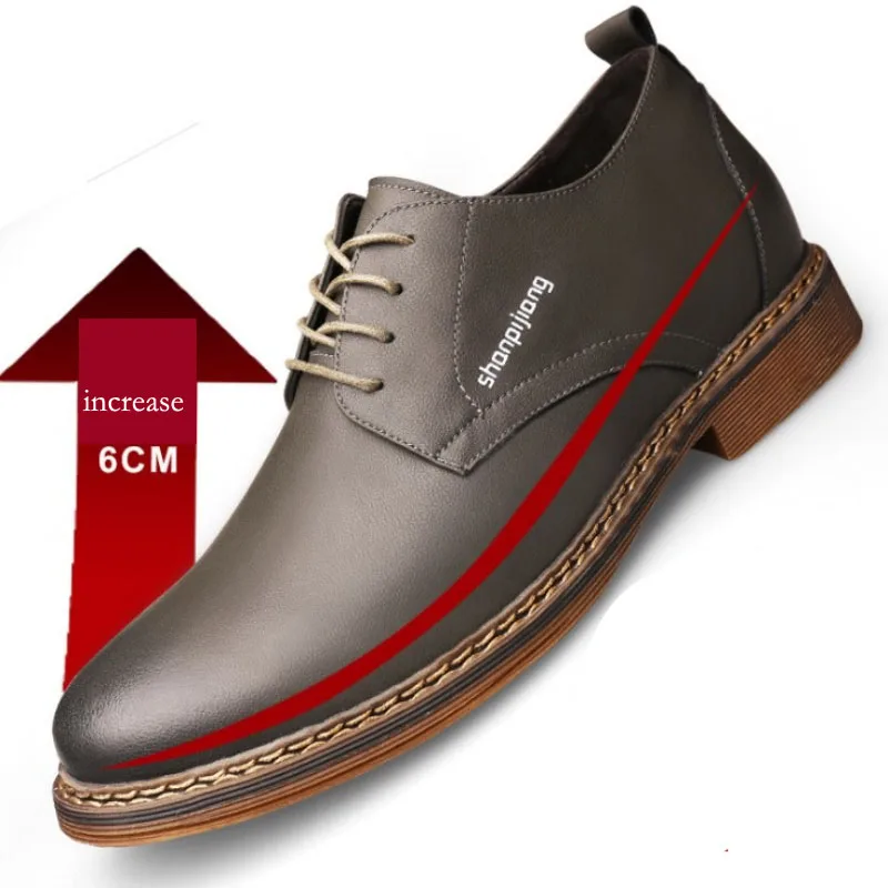 6 CM Man Elevator Leather Casual Shoes Hidden Heel Male Lift Inserts Hei... - £73.81 GBP