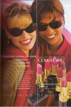 1994 Cover Girl Cosmetics Lipstick Tyra Banks Niki Taylor Sexy Vintage Print Ad - $5.86