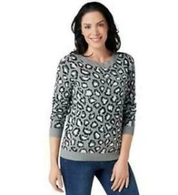 Rachel Hollis Ltd. Leopard Pull-Over Sweater Grey 1X, A374148 - £12.64 GBP