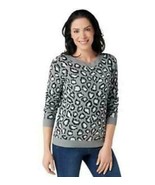 Rachel Hollis Ltd. Leopard Pull-Over Sweater Grey 1X, A374148 - $305.44 MXN
